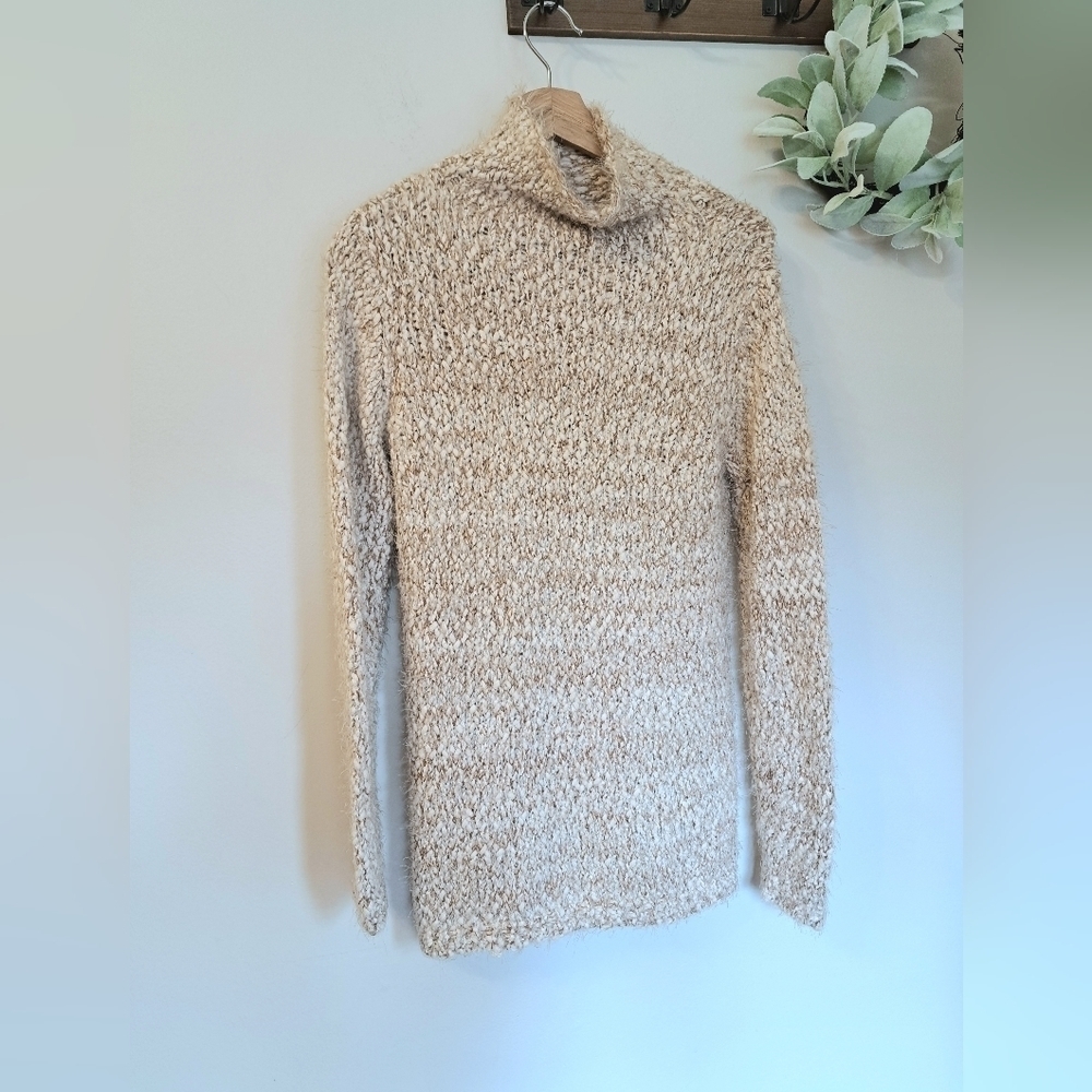 CHELSEA & Theodore Knit Cream and Brown Sweater Long Size S